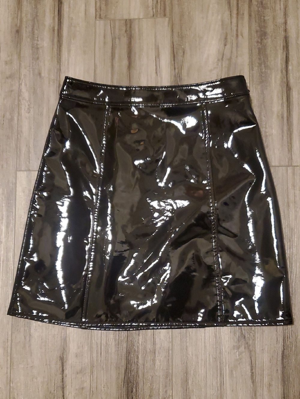 J Crew Black Patent Faux Leather Vinyl PVC Latex Mini Skirt